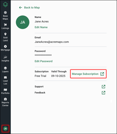 Manage Subscription Desktop