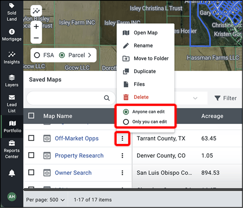 Portfolio Edit Settings