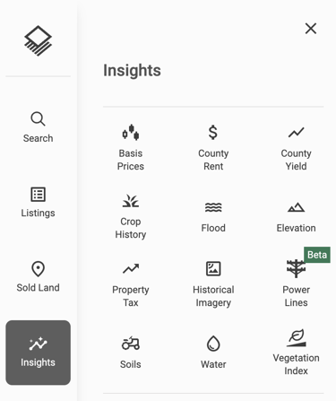 Screenshot of Acres insight layers