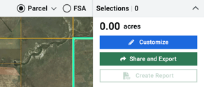 Screenshot showing customize options on Acres
