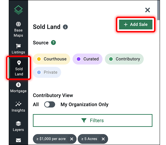 Sold Land - Add Sale