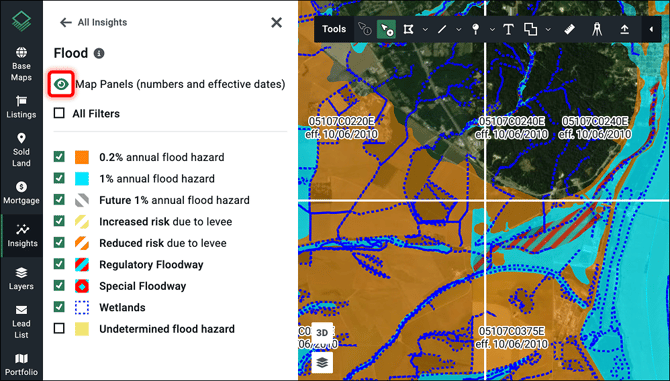 insights - flood map panel