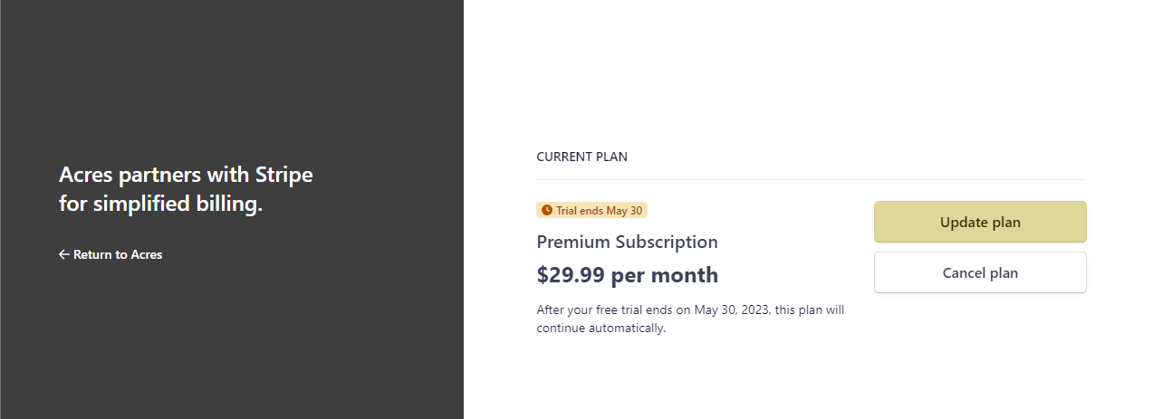 Click update plan to select an annual plan and save $60 per year.